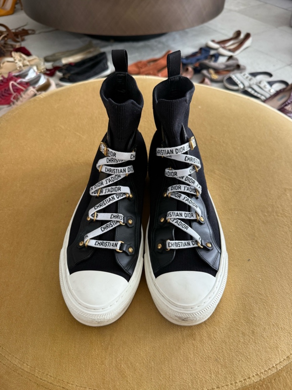Dior Black High-Top Sneakers with Branded White Laces - Picture 6 of 10